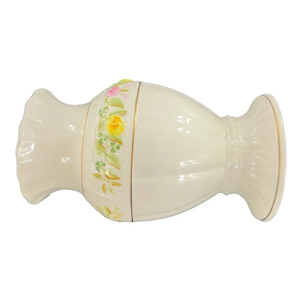 Vintage BELLEEK Classic‎ Rose Collection Large Size Porcelain Vase Vessel Marked